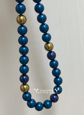实拍岩石蓝进口施hua洛珍珠混彩女项链可来图定制高级时尚适黄皮