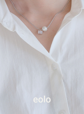 EOLO方糖珍珠项链女纯银项链
