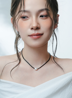 EOLO「嵬」黑尖晶珍珠项链女