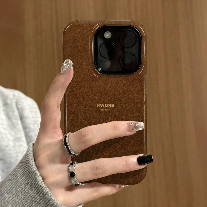 适用苹果15promax手机壳iPhone16新款iP14/13女12简约棕色xsmax创意个性8高级11防摔套7小众plus菲林二合一xr,淘宝优惠券,粉丝福利购,淘宝优惠卷
