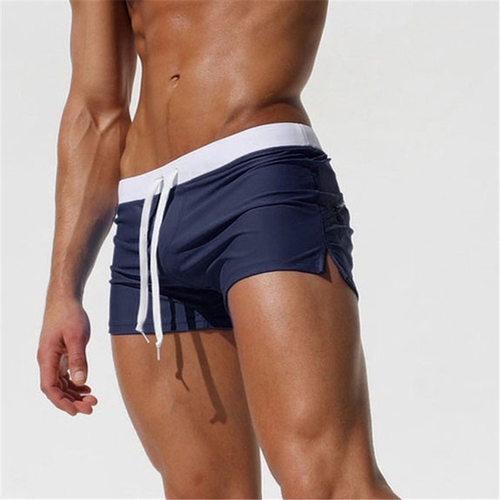 Solid casual flat angle swimming trunks 纯色休闲平角泳裤男士 - 图2
