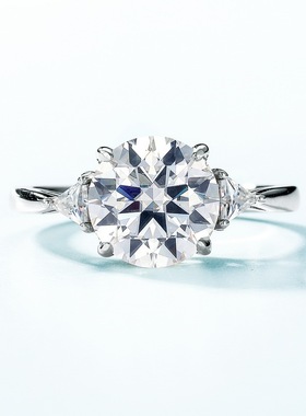 璀璨超大莫桑石戒指女S925银镀18K金镶嵌彩宝宝石爪莫桑订婚戒