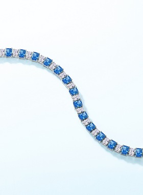 威尔盛S925银镀18K金冰花切高碳钻手链轻奢ins小众设计女友礼物