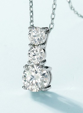 新款三生三世璀璨莫桑石吊坠S925银镀18K金镶嵌彩宝宝石锁骨链坠