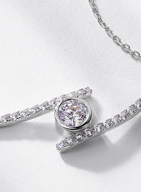 新品S925银镀18K金镶嵌彩宝宝石璀璨莫桑石项链锁骨链节日礼物