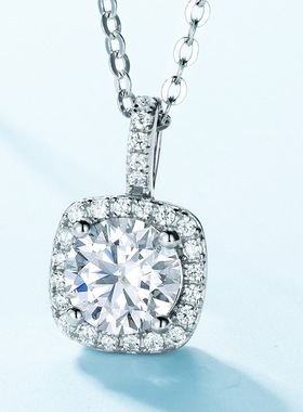 新款璀璨莫桑石吊坠S925银镀18K金镶嵌彩宝宝石莫桑锁骨链坠精致