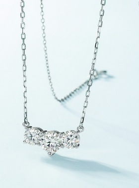 新款永恒闪耀莫桑石项链女S925银镀18K金镶嵌彩宝宝石璀璨锁骨链