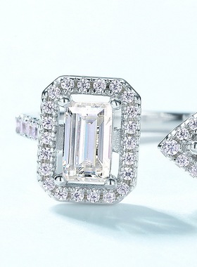 原创设计ins风戒指女S925银镀18K金彩宝宝石夏季指戒耳环饰品