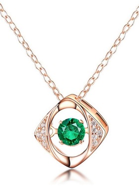 灵动恶魔之眼项链S925银镀18K金镶嵌彩宝宝石培育祖母绿锁骨链