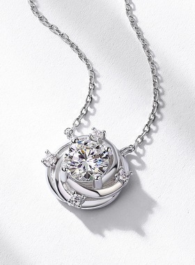 新款璀璨莫桑石项链女S925银镀18K金玫瑰镶嵌彩宝宝石锁骨链轻奢