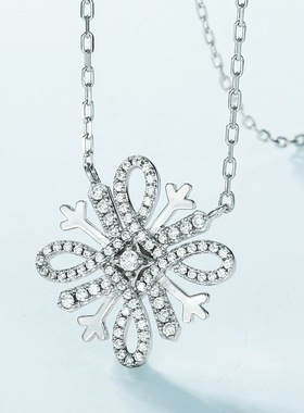 新款雪花璀璨项链女S925银镀18K金满镶彩宝宝石闪耀白锆锁骨链风