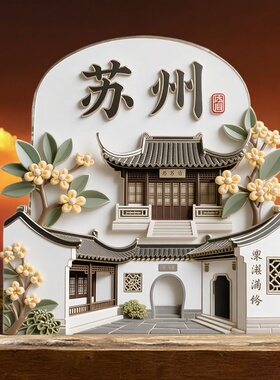 苏州园林金属强磁冰箱贴