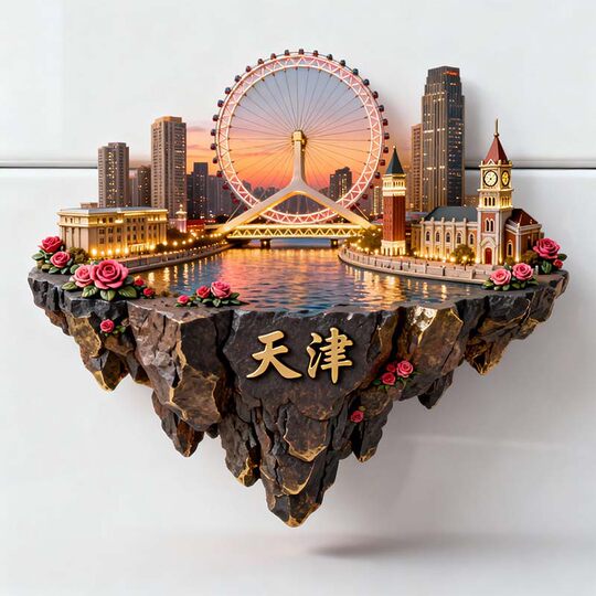 China city 3D embossed metal refrigerator magnet