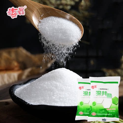 海晶 深井盐加碘400克*50袋食用家用绿色精制盐一整箱批发食用盐 - 图1