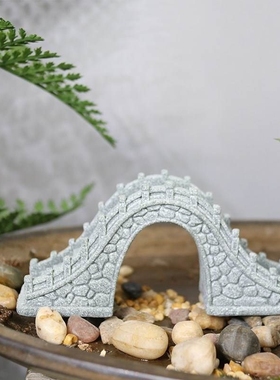 仿真小石桥小船摆件假山流水盆景园艺花卉景观造景迷你桥装饰摆设