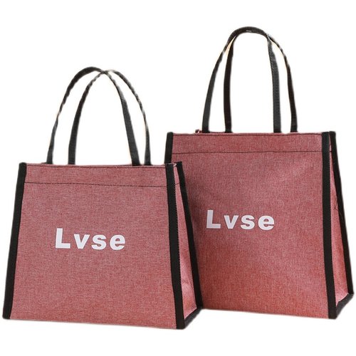 手提包原宿软妹帆布防水手提袋小布包纯色妈咪包饭盒袋上班手提袋 - 图3