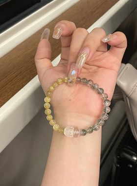 正品天然黄水晶手链女金发晶貔貅皮丘招财转运饰品礼物绿幽灵手串