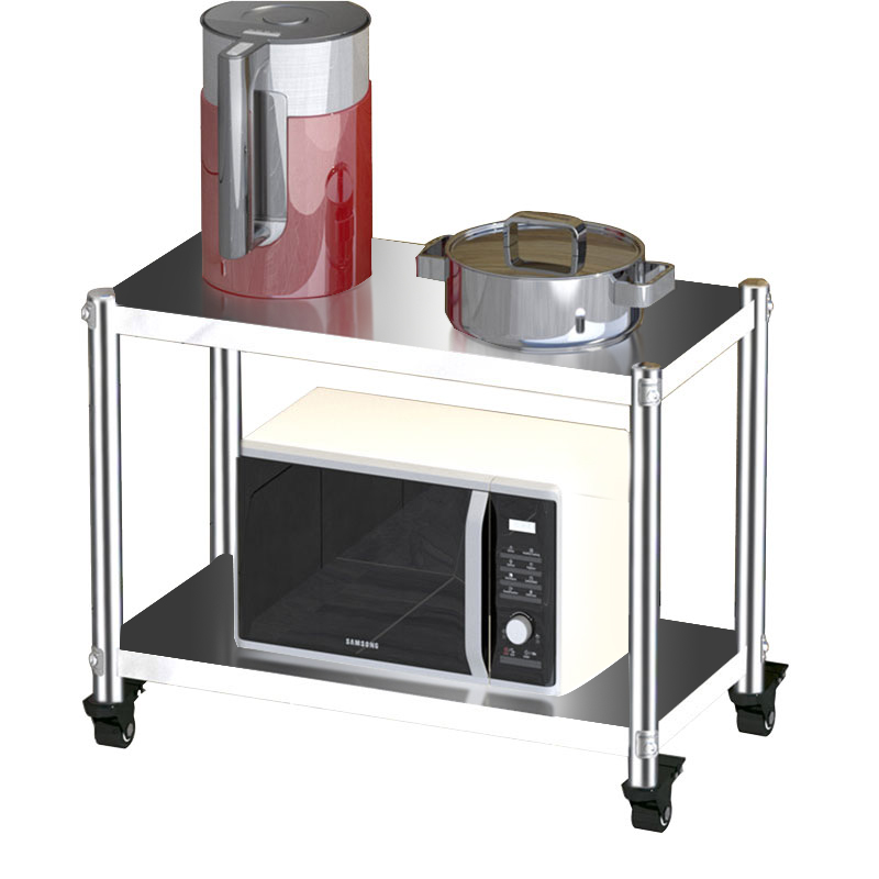 加厚不锈钢厨房置物架落地多层收纳架夹缝收纳架微波炉整理架带轮 - 图3