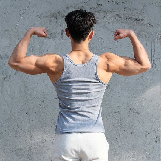 Vest Up夏季弹力修身粗罗纹贴身吸汗健身背心男款运动跑步无袖潮