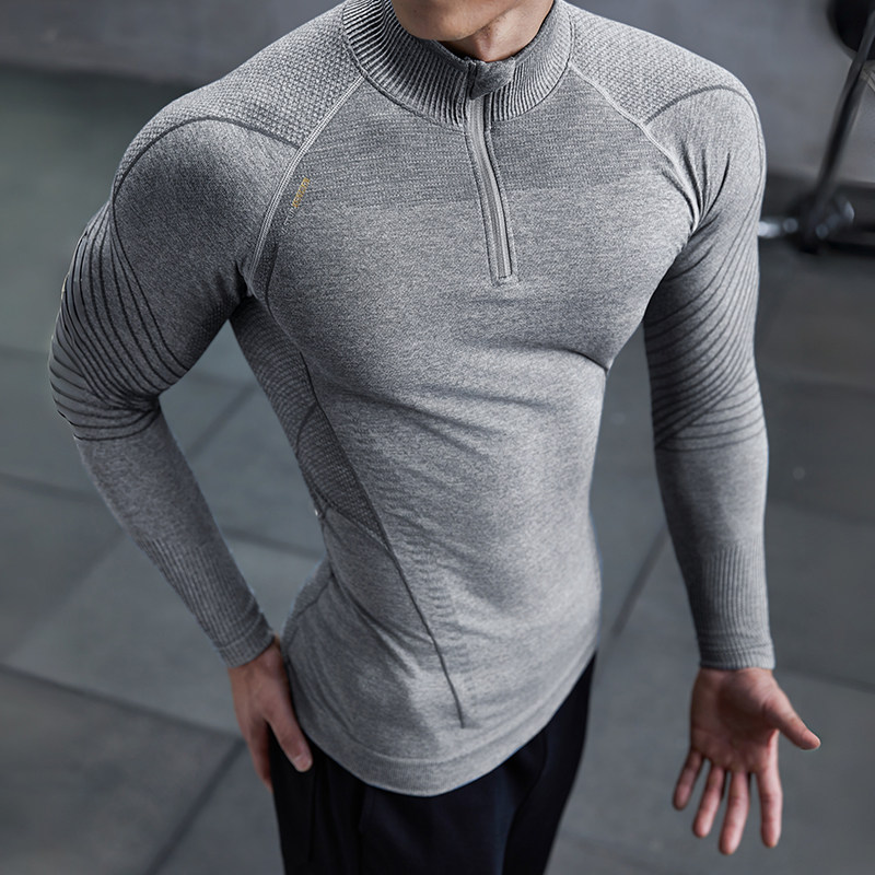 Vest Up【ULTRA无缝显大长袖】半门襟纹理感运动服弹力透气圆领T,淘宝优惠券,粉丝福利购,淘宝优惠卷