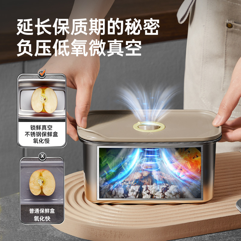 炊大皇304不锈钢食品级保鲜盒冰箱专用微波炉饭盒户外水果收纳盒