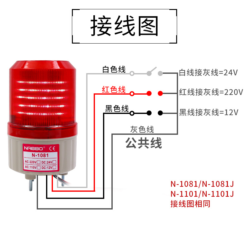 LTE-1101J警报灯声光报警器12V报警指示灯24V报警闪烁灯220V闪光-图1