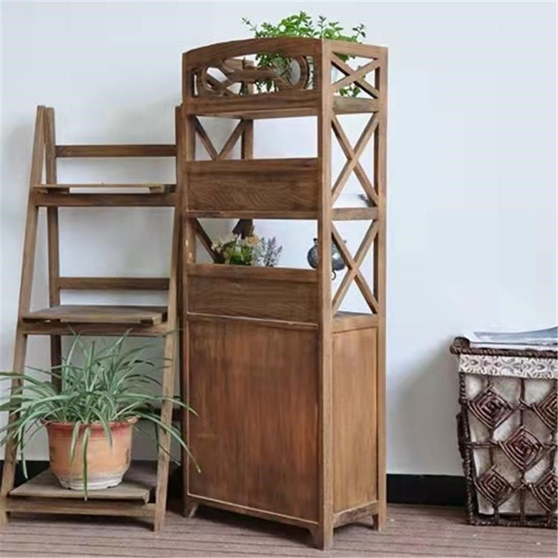 复古实木花架置物架阳台花架子客厅餐边柜储物柜落地式全实木书架,淘宝优惠券,粉丝福利购,淘宝优惠卷