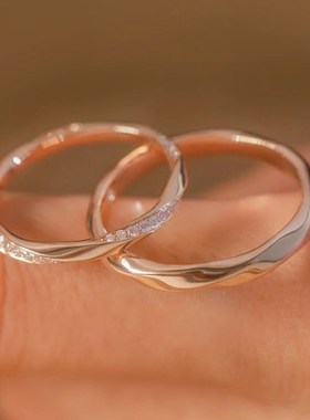 莫比乌斯环情侣对戒纯银戒指一对款小众设M计感情人节礼物送女男