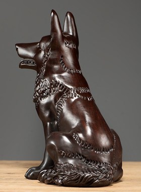黑檀木雕狼狗实木摆件红木十二生肖狗公司品家居酒柜装饰摆设工艺