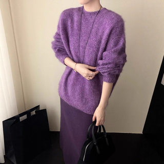 Tongxiang fali clothing brushed series multicolor floral yarn blended pure wool sweater women's autumn and winter 2025 new style women