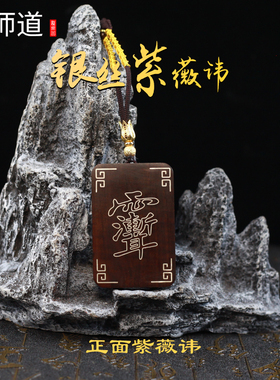 【龙虎山天师道】 雷击枣木玉化镶银紫薇讳九字真言道家吊坠