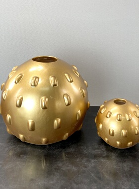 现代样板房简约圆形干花花插创意树脂客厅家居装饰花瓶摆件工艺品