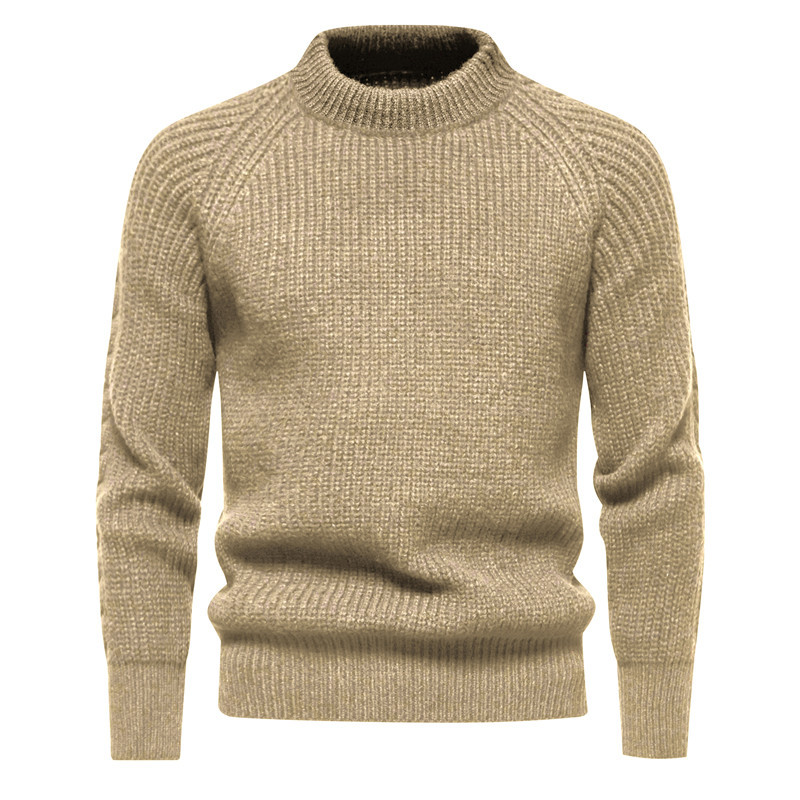 Vintage solid color knit sweater秋冬爆款复古纯色针织衫毛衣男-图3