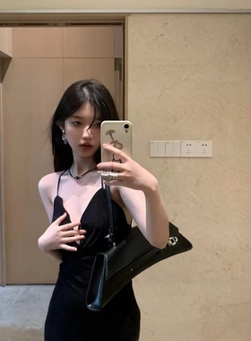 中式水墨风黑色串珠东方龙纹吊坠项链小众设计师高级感日常锁骨链