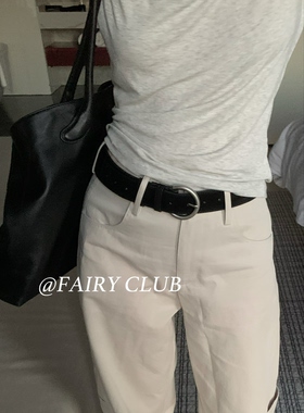 秋冬美拉德磨砂麂皮复古棕色皮带韩国真皮简约百搭牛仔裤腰带配饰