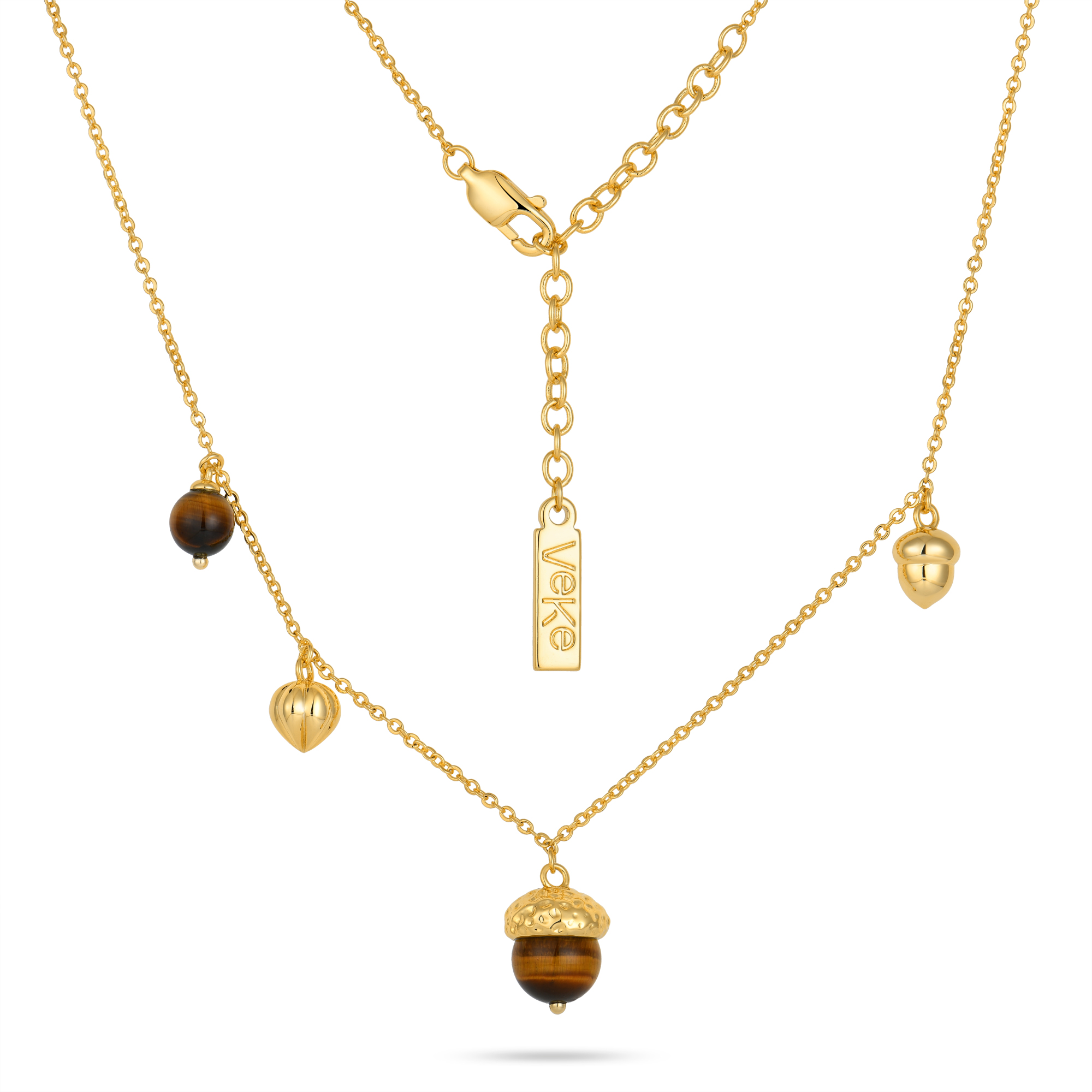 VEKE「藏冬」小吊坠项链虎眼石轻奢秋冬季高级感毛衣链女NC16351A - 图3