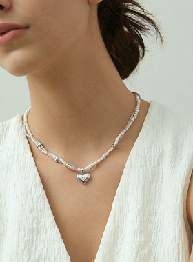 VEKE「心漪」淡水珍珠简约双层锁骨链珍珠项链NC16111A