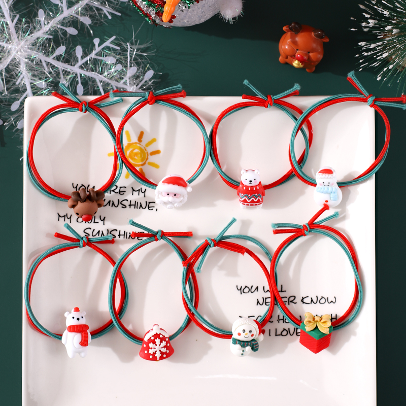 圣诞节儿童发饰可爱发圈红绿发圈女扎头发绳小发卡夹子头饰品宝宝 - 图2