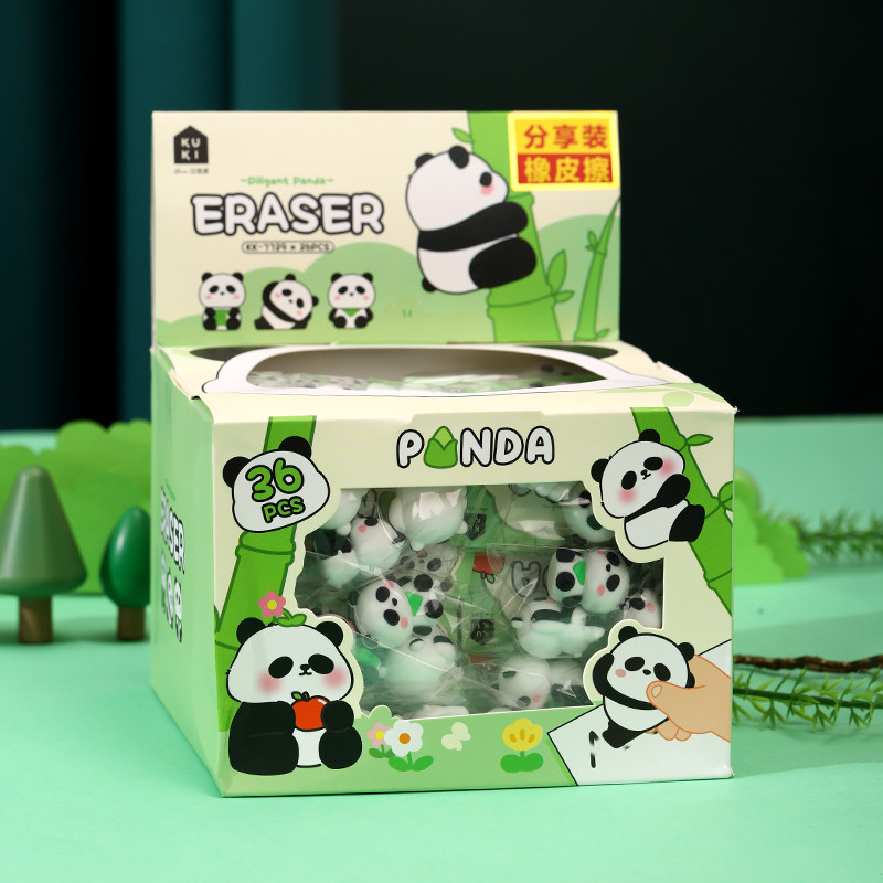 Panda eraser for elementary school students and kindergarten erasers cleanly without leaving traces, student rewards, creative stationery gifts