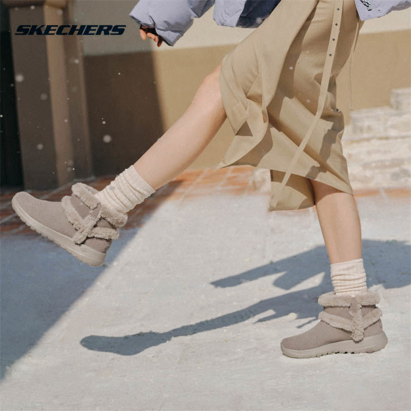 Skechers斯凯奇女鞋冬季加绒保暖雪地靴加绒时尚百搭增高毛绒短靴