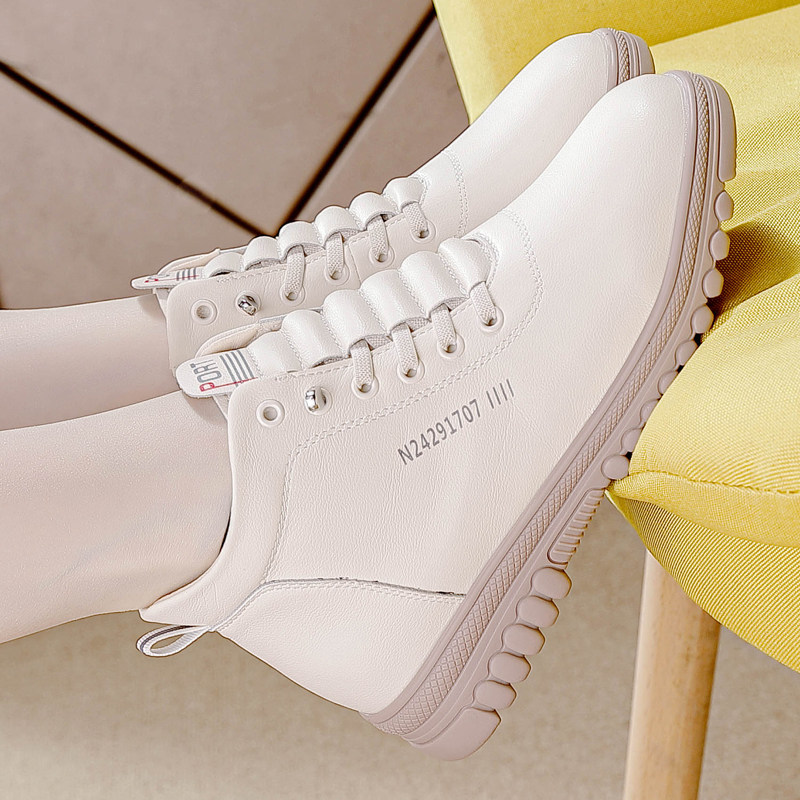 特价真皮牛筋底妈妈鞋2025秋冬新款时尚小白鞋女休闲加绒高帮短靴,淘宝优惠券,粉丝福利购,淘宝优惠卷