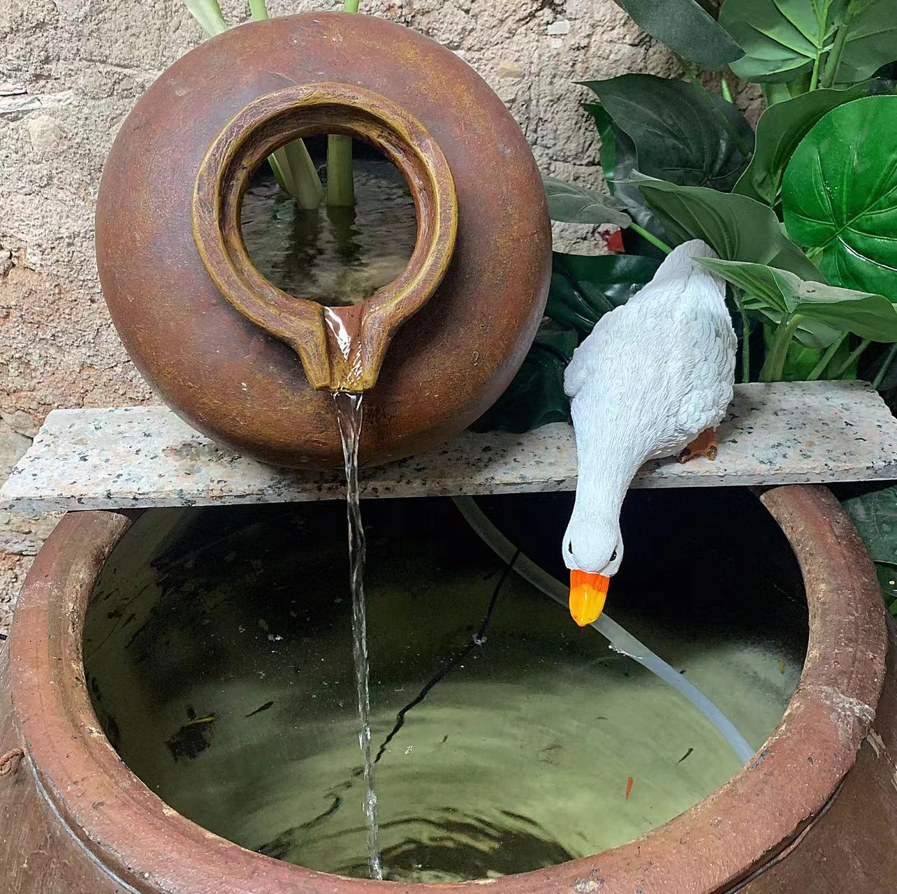 中式古风仿真陶罐流水摆件喷泉鱼池循环增氧器庭院DIY造景搭配装 - 图1