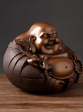 紫铜佛堂大肚佛摆件祈福保平安