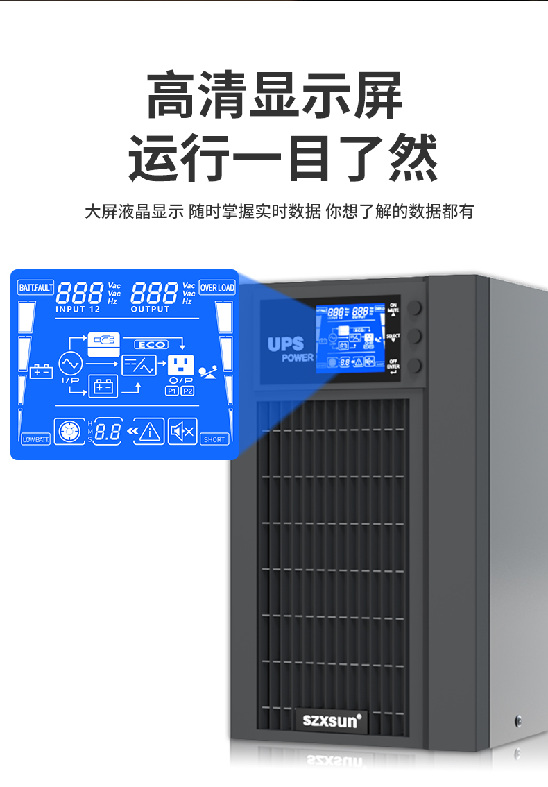 在线式UPS不间断电源C3K2400W医疗机房服务器稳压应急备用电源-图1