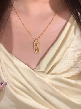 2025新款新中式国风古法点钻算盘吊坠项链可转动算盘锁骨链送女友