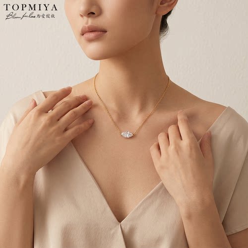 TopMiya【培育】18K金马眼钻石蛇骨项链抖音小红书爆款5克拉颈链 - 图1