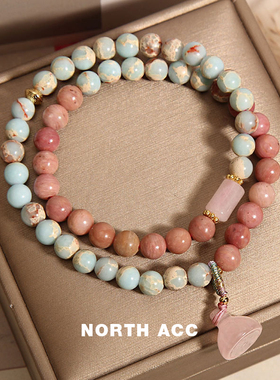NORTHACC新中式轻奢小众寿山石双圈手链女高级感莲蓬红纹石手串