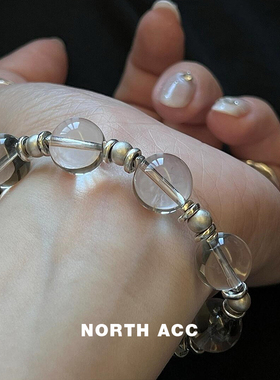 NORTHACC天然白水晶手串拼接不规则小众ins风手链精致做旧镀银