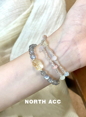 NORTHACC新中式复古天然月光石手链原创小众黄水晶貔貅招财转运