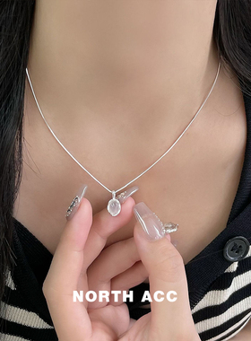 NORTHACC白玛瑙项链女小众百搭韩版ins气质高级轻奢锁骨链S925银